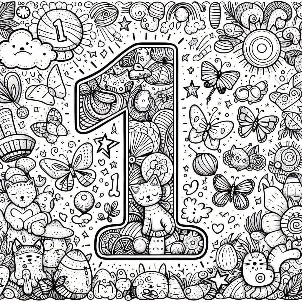 1 Sayısı (Rakamı) Boyama Sayfaları