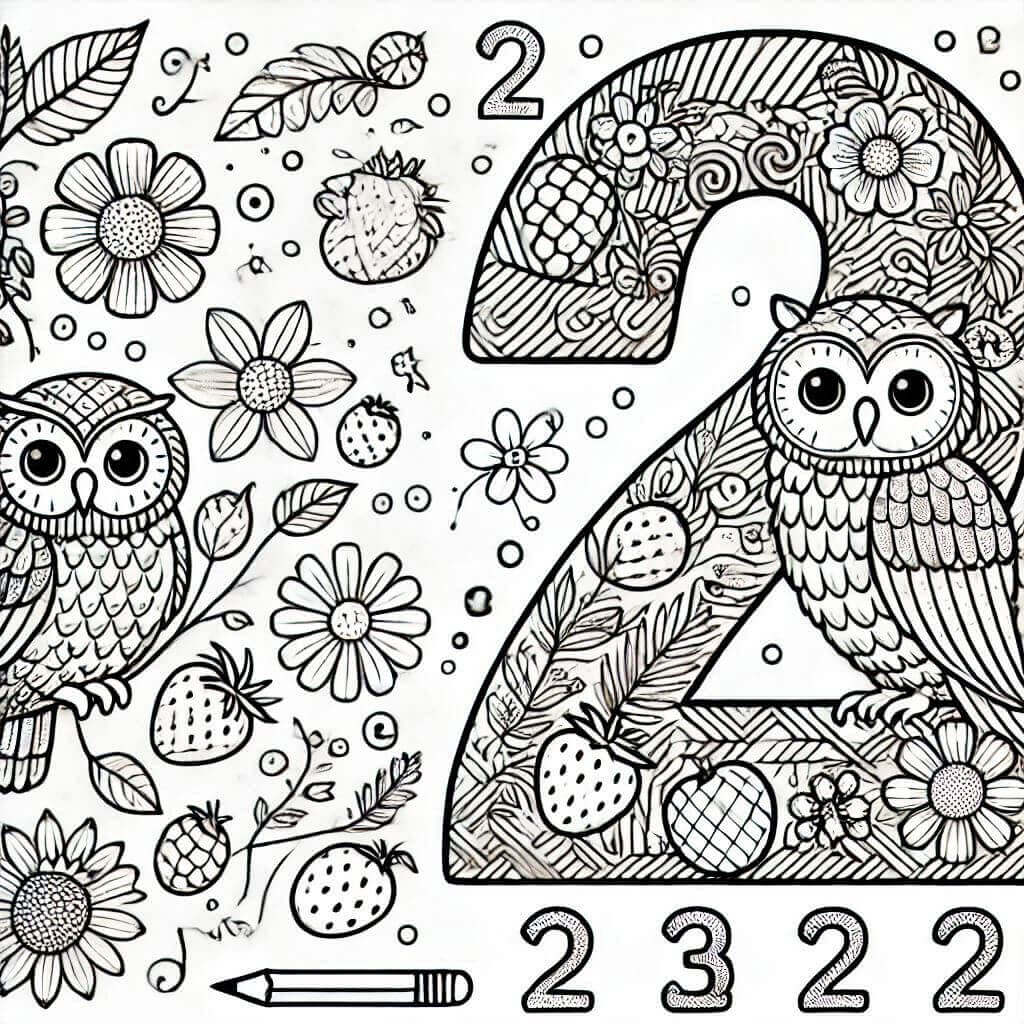 2 Sayısı (Rakamı) Boyama Sayfaları