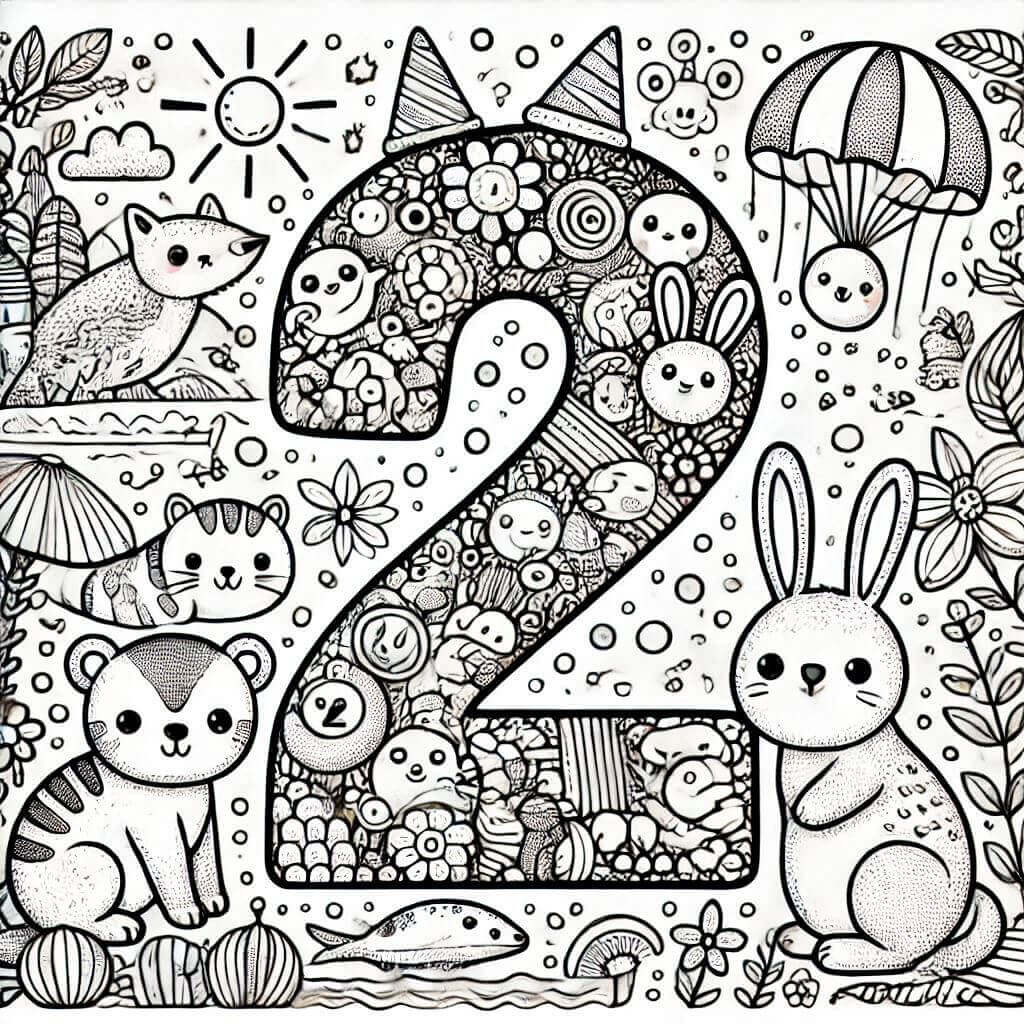 2 Sayısı (Rakamı) Boyama Sayfaları