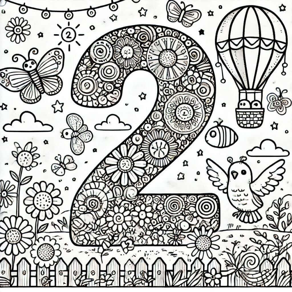 2 Sayısı (Rakamı) Boyama Sayfaları