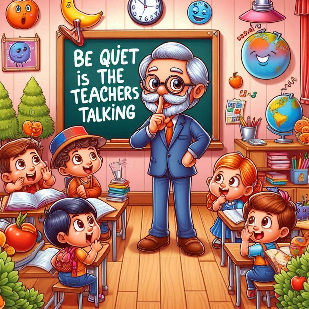 Be quiet when the teacher is talking