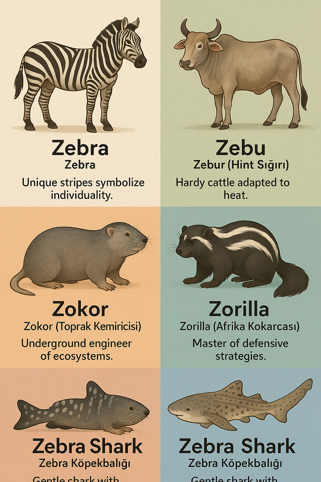 z ingilizce hayvanlar